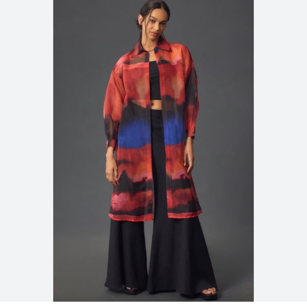 NWT Anthropologie sheer printed kimono One Size bohemian